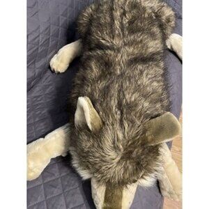 Wild Republic Jumbo Brown Timber Wolf VERY Realistic Plush 30" (40" w/ Tail) EUC